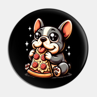 Cute French Bulldog with Pizza Pin