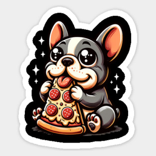 Cute French Bulldog with Pizza Sticker