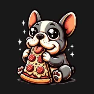 Cute French Bulldog with Pizza T-Shirt