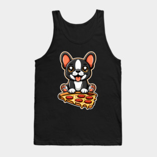 Cute French Bulldog with Pizza Tank Top