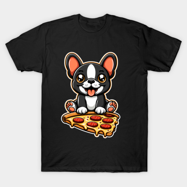 Cute French Bulldog with Pizza T-Shirt by logiamerch