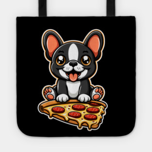 Cute French Bulldog with Pizza Tote