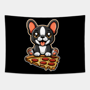 Cute French Bulldog with Pizza Tapestry