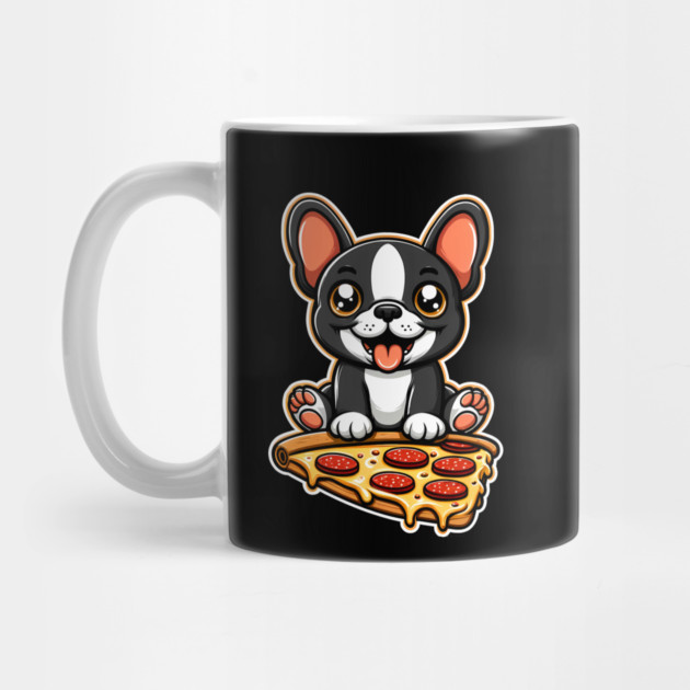 Cute French Bulldog with Pizza by logiamerch