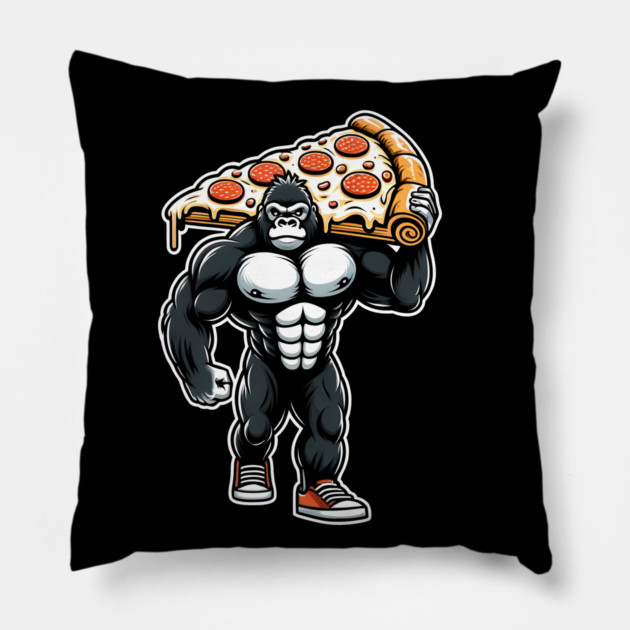 Gorilla with Pizza, Workout Pillow by logiamerch