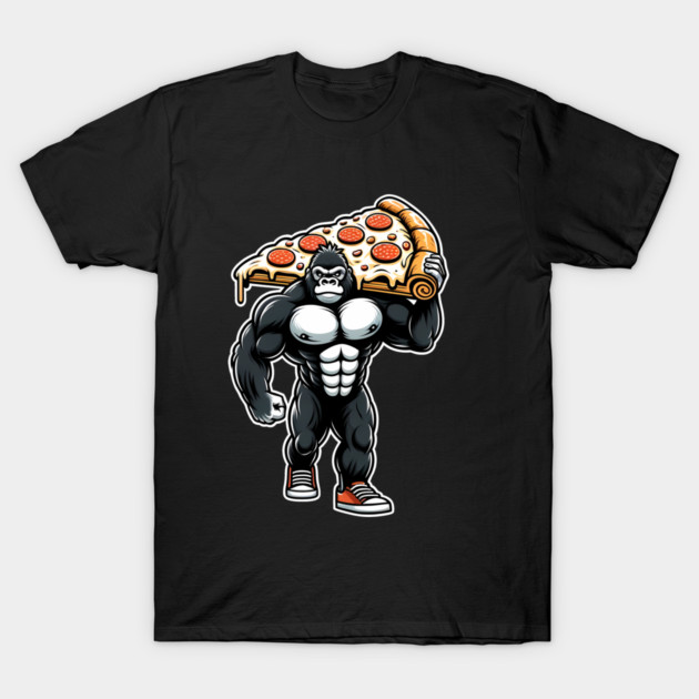 Gorilla with Pizza, Workout T-Shirt by logiamerch