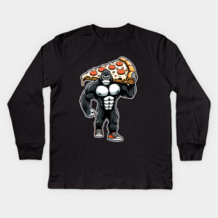 Gorilla with Pizza, Workout Kids Long Sleeve T-Shirt