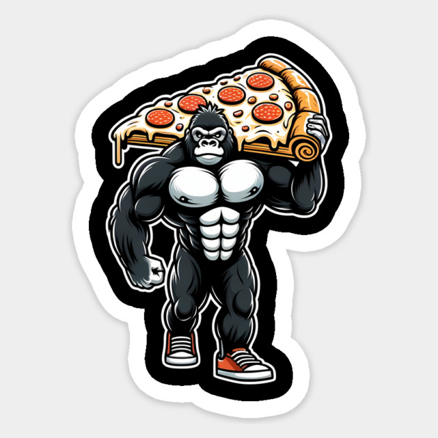 Gorilla with Pizza, Workout Sticker by logiamerch