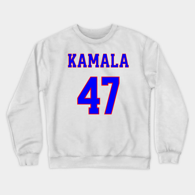 Kamala 47  - Blue and Red Crewneck Sweatshirt by UrbanLifeApparel