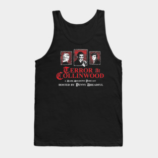 Terror at Collinwood - Trio of Terror 1 - main trio logo- best for dark shirts - designed by Eric Marshall Tank Top