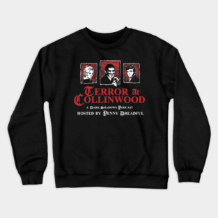 Terror at Collinwood - Trio of Terror 1 - main trio logo- best for dark shirts - designed by Eric Marshall Crewneck Sweatshirt