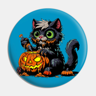 Halloween Pumpkin Carving Cat Pin