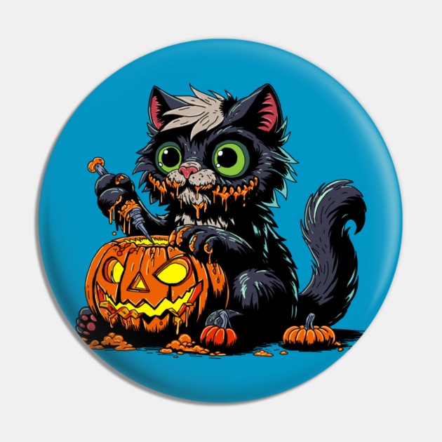 Halloween Pumpkin Carving Cat Pin by H. R. Sinclair
