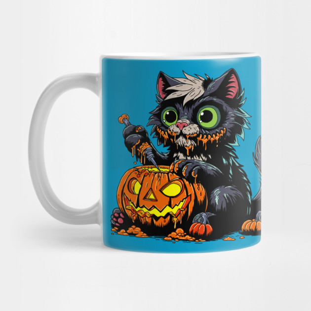 Halloween Pumpkin Carving Cat by H. R. Sinclair