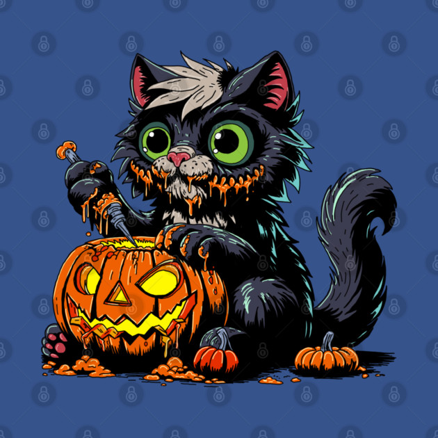 Halloween Pumpkin Carving Cat by H. R. Sinclair