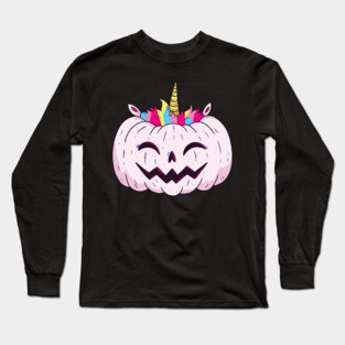 halloween UNICORN PUMPKIN funny Long Sleeve T-Shirt