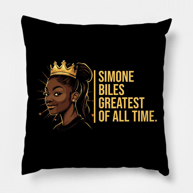 Simone Biles, The Greatest of All Time Pillow by UrbanLifeApparel