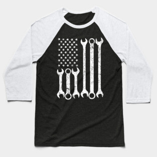 Mechanic USA Flag Baseball T-Shirt