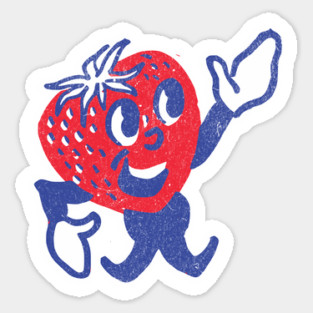 Cute Retro Strawberry Happy Strawberry Magnet