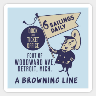 Retro Detroit Sailing Bob-lo Island Daily Sailings Magnet