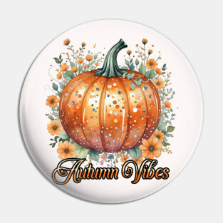 Watercolor Pumpkin Autumn Vibes Pin