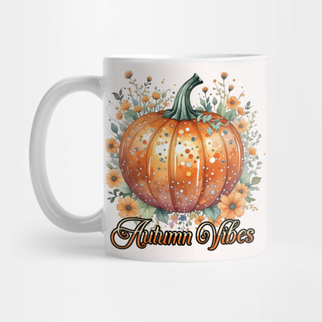 Watercolor Pumpkin Autumn Vibes by HolidayBug