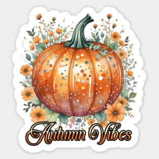 Watercolor Pumpkin Autumn Vibes Sticker