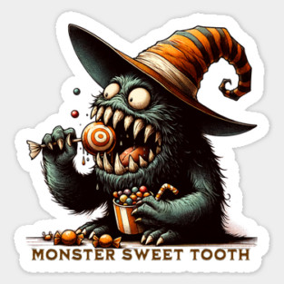 Vintage Halloween Candy Monster Sticker