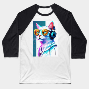 Cat DJ Baseball T-Shirt