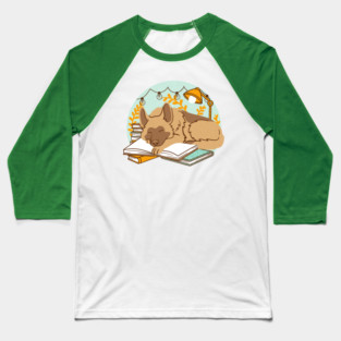 German Shepherd and Books Baseball T-Shirt