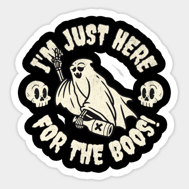 I'm Just Here for the Boos! Design: Fun Ghost with Bottle - Halloween Party Art Magnet by Designed By Marty