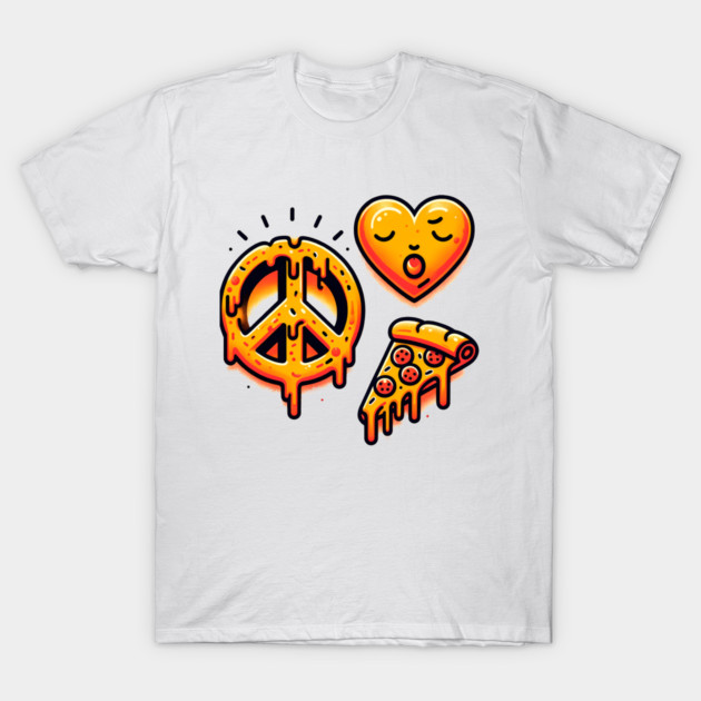 Peace, Pizza, Love T-Shirt by logiamerch