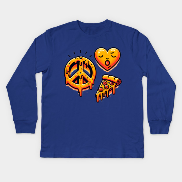 Peace, Pizza, Love Kids Long Sleeve T-Shirt by logiamerch