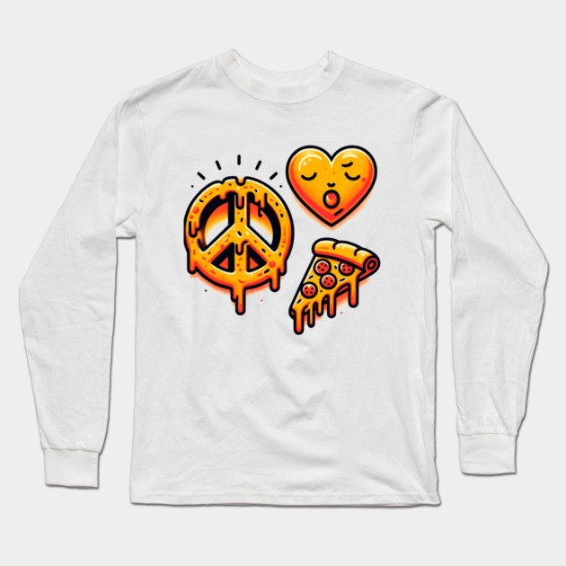 Peace, Pizza, Love Long Sleeve T-Shirt by logiamerch