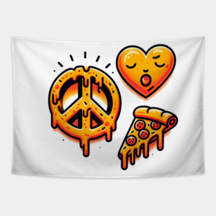 Peace, Pizza, Love Tapestry