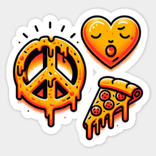 Peace, Pizza, Love Sticker