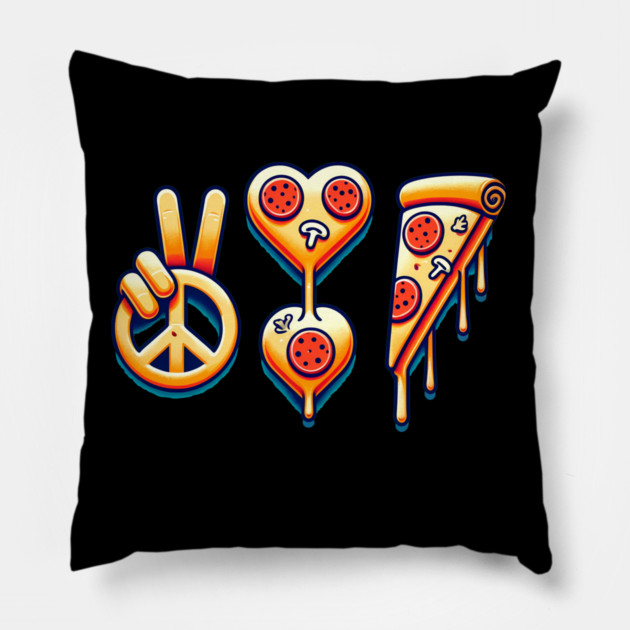 Peace, Pizza, Love Pillow by logiamerch