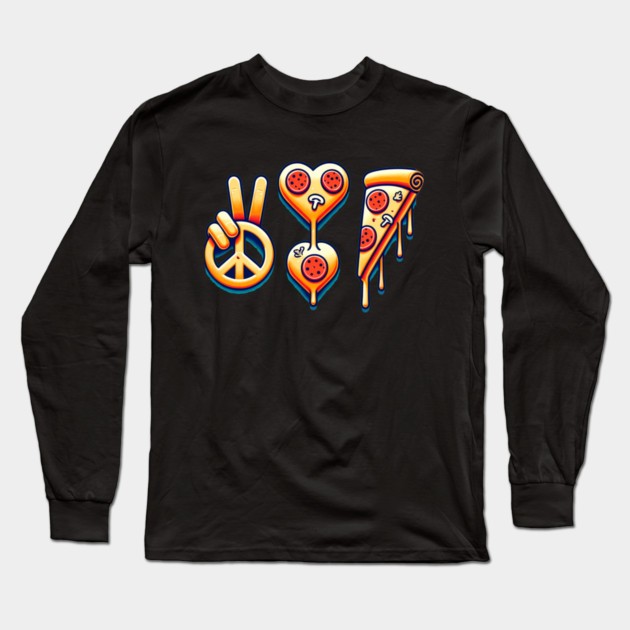 Peace, Pizza, Love Long Sleeve T-Shirt by logiamerch