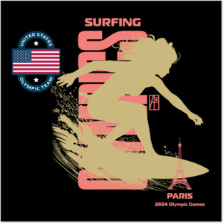 PARIS - Team USA - OLYMPICS 2024 - SURFING - 4 Posters and Art