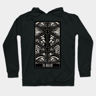 The Magician Tarot Design – Minimalist Elemental Symbolism Black & White Art Hoodie