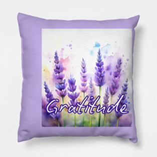 Gratitude Lavender Flowers Pillow