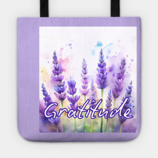 Gratitude Lavender Flowers Tote