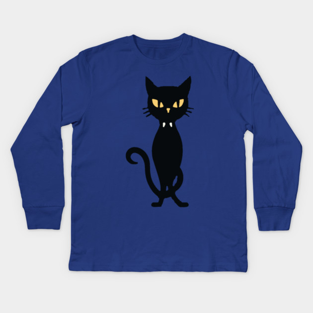 Spooky Vampire Cat Kids Long Sleeve T-Shirt by DonWillisJrArt