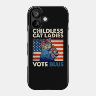 Childless Cat Ladies Vote Blue Vintage Cat Usa Flag Phone Case