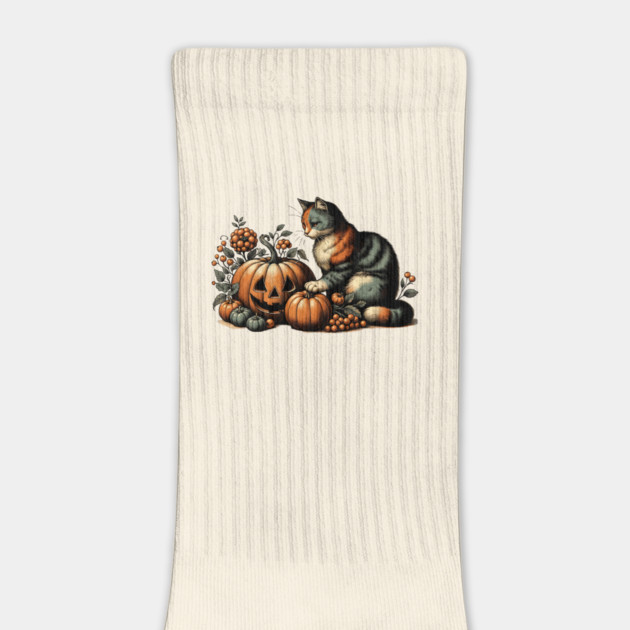 Vintage Halloween Cat and Pumpkin by HolidayBug