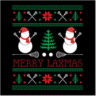 Christmas Lacrosse Lax Player Ugly Christmas Xmas Posters and Art