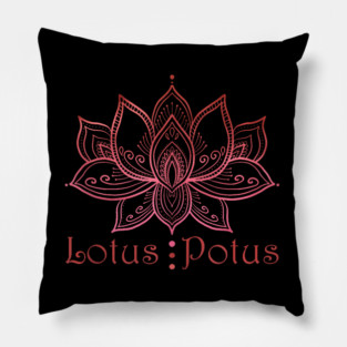 Lotus Potus In Red And Shades Of Pink Pillow