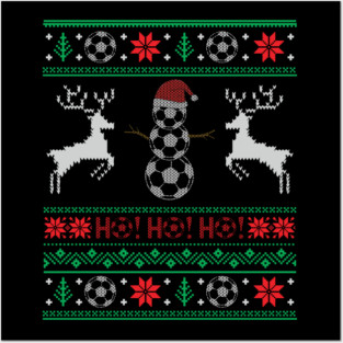 Funny Christmas Soccer Snowman Ugly Christmas Xmas Posters and Art