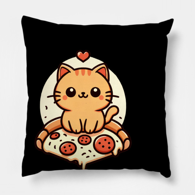 Kawaii Cat with Pizza Pillow by logiamerch