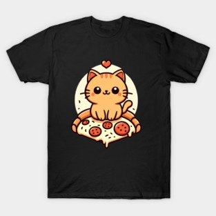 Kawaii Cat with Pizza T-Shirt